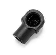 10MM Socket, M6 x 1.00 internal thread, 26.70mm overall length x 16.40 width, material is PA66 black nylon