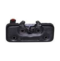 Full size 2 stage rotary latch, dual claw, right hand with rod clips shipped loose, zinc plated. Accepts .668" diameter striker.