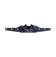 Full size 2 stage rotary latch with base plate, dual claw, left hand with rod clips shipped loose. Zinc plated. Accepts .668" diameter striker.